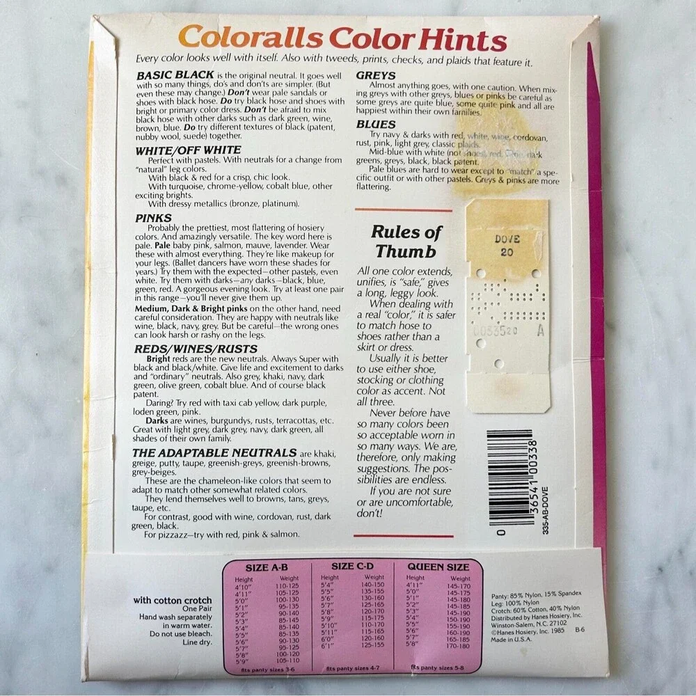 Hanes Coloralls Control Top Pantyhose Sandalfoot Color Dove Grey Size A-B